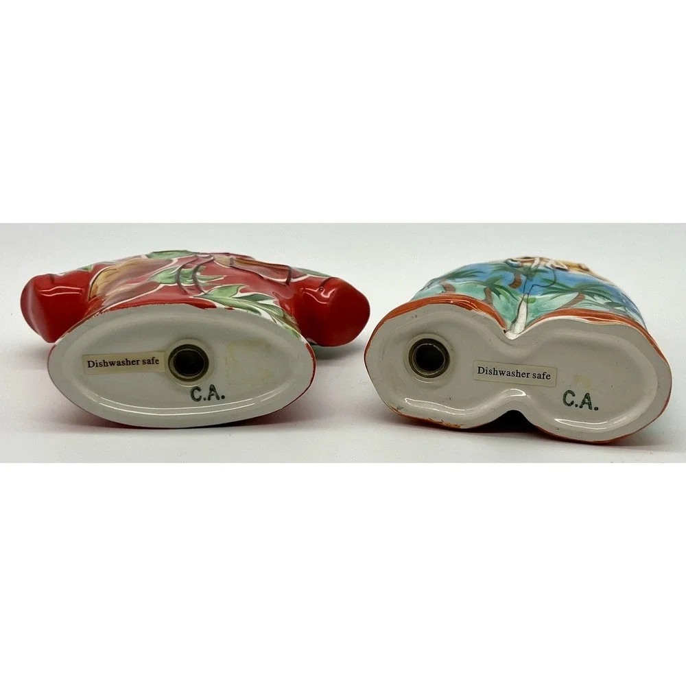 Salt‎ Pepper Shakers Figurines Tiki Bar Hawaiian Shirts Tropical Clay Art Aloha